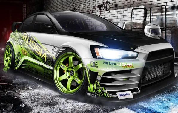 Mitsubishi, lancer, evo X, Drift car