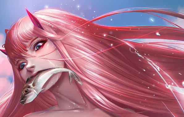 Девушка, рыба, Darling In The Frankxx, Милый во Франксе
