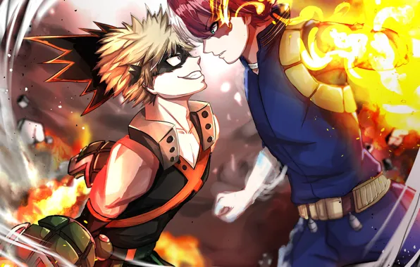 Парни, My Hero Academia, Boku No Hero Academia, Тодороки Шото, Моя Геройская Академия, Бакуго Катсуки