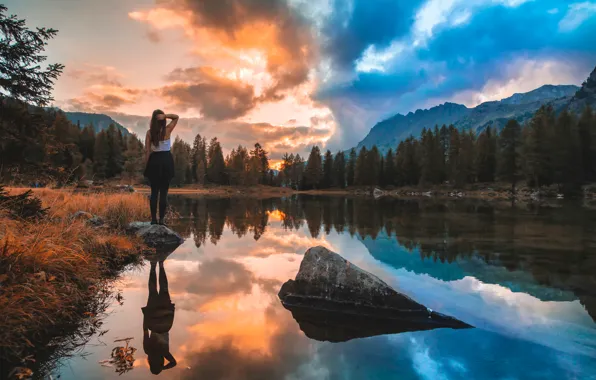 Девушка, горы, река, nature photography