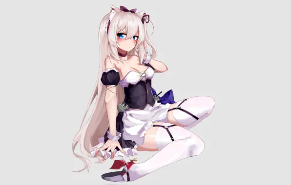 Girl, sexy, cleavage, thighhighs, long hair, dress, boobs, anime