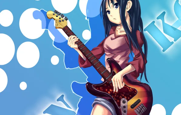 Девушка, музыка, гитара, akiyama mio, k-on!, art, yato, кэйон!