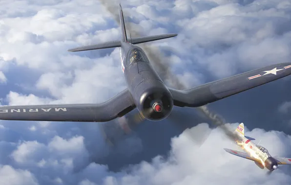 Chance Vought F4U Corsair, Mitsubishi A6M Zero, Корпус морской пехоты США, КМП США, одноместный палубный …