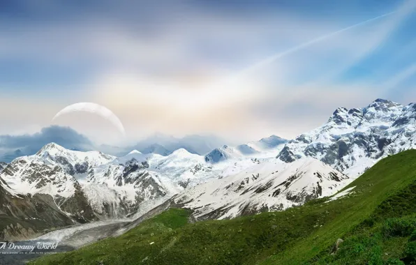 Картинка небо, снег, горы, Dreamy World
