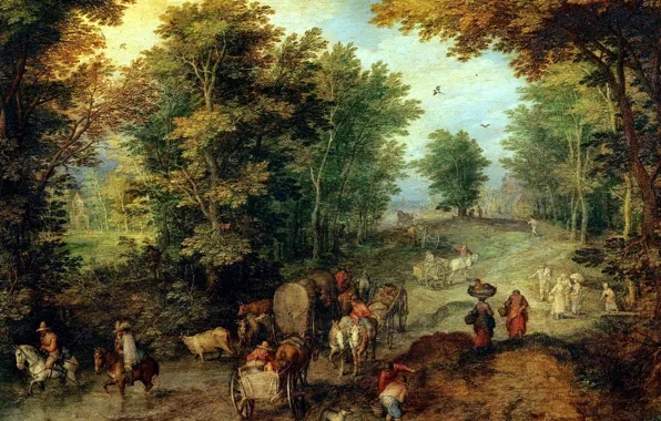 Картина, Ян Брейгель старший, Пейзаж с Бродом