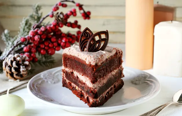 Ягоды, шоколад, свечи, торт, cake, крем, десерт, выпечка