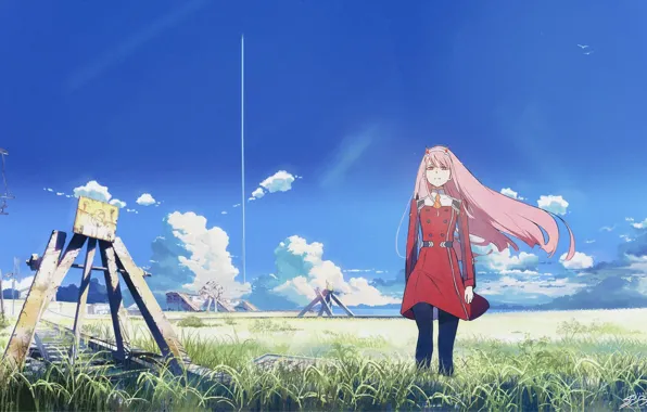 Девушка, Поле, Darling In The Frankxx, Милый во Франксе