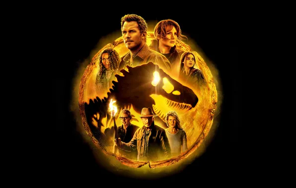 Фантастика, черный фон, постер, Sam Neill, Chris Pratt, Bryce Dallas Howard, Крис Пратт, Брайс Даллас …