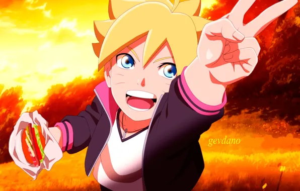 Naruto, стойка, бургер, Boruto, Боруто Узумаки