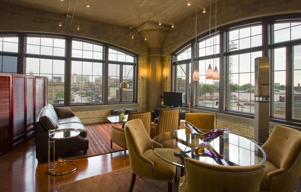 Стиль, интерьер, гостиная, Interior, Loft, лофт, Old School
