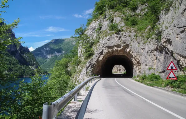 Картинка road, lakes, tunnel