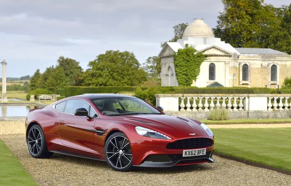 Картинка Aston Martin, Красный, Машина, Бордовый, Vanquish, Люкс, Передок, AM310