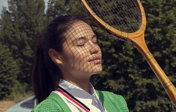 Girl, beautiful, racket, professional tennis player, Emma Raducanu