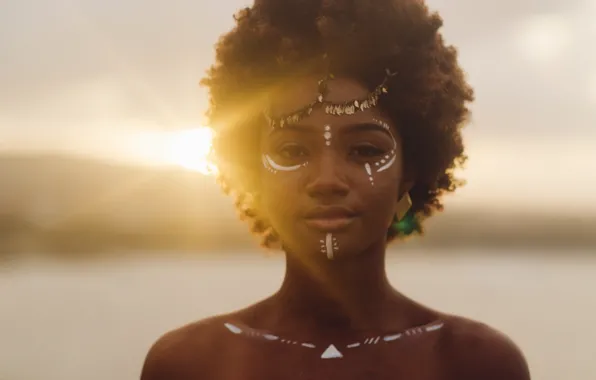 Девушка, портрет, темнокожая