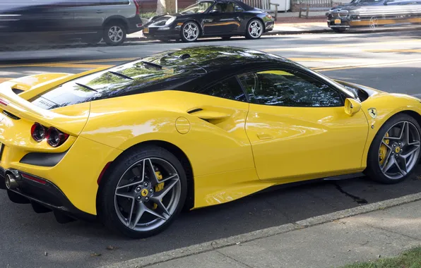 Wallpaper, yellow, Ferrari F8 Tributo
