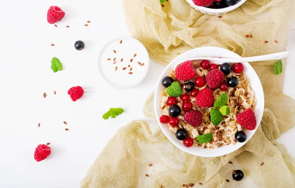 Ягоды, завтрак, berries, мюсли, Breakfast, muesli