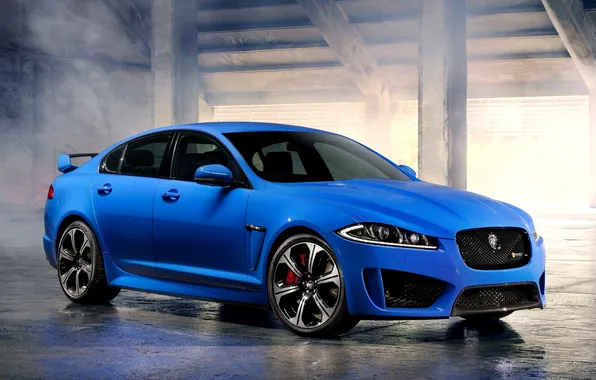 Картинка Jaguar, Дым, Машина, Ягуар, Car, Автомобиль, Blue, Wallpapers