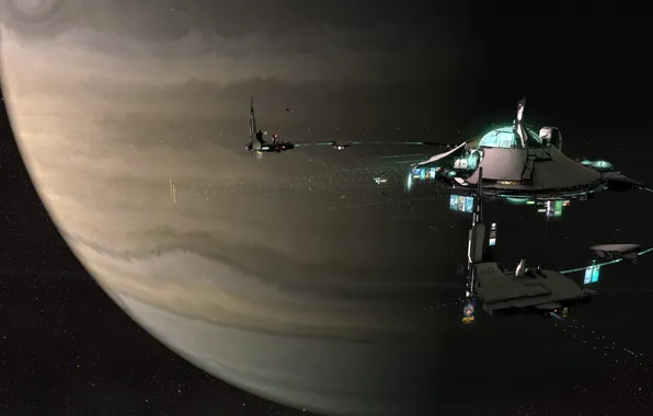 Space, game, station, Eve online, distance x8, Gas gigant