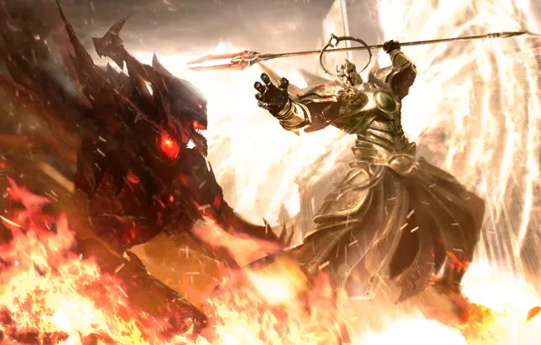 Картинка Diablo III, Blizzard Entertainment, Fan Art, Fanart, Video Game, Fight, Angel of the High Heavens, …