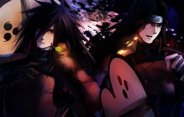 Naruto, art, madara, hashirama, гунбай