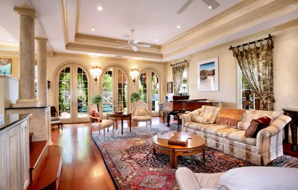 Living room, villa, luxury, vintage style