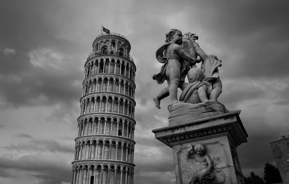 Италия, скульптура, Пиза, Italy, Pisa, Пизанская башня
