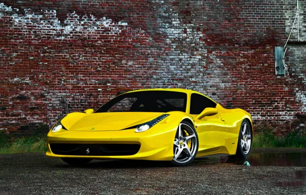 Феррари, Желтая, Италия, Ferrari, gold, 458, italia