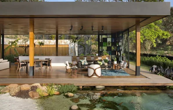 Интерьер, кухня, гостиная, Brazil, столовая, Outside-Inside House, открытое пространство, by Studio Otto Felix