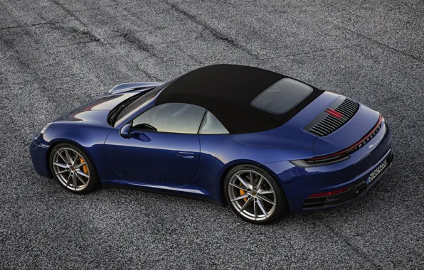 Синий, 911, Porsche, кабриолет, Cabriolet, Carrera 4S, 992, мягкий верх