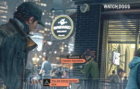 Телефон, iphone, Телефон, ubisoft, Watch Dogs, Эйден Пирс, Сторожевые Псы