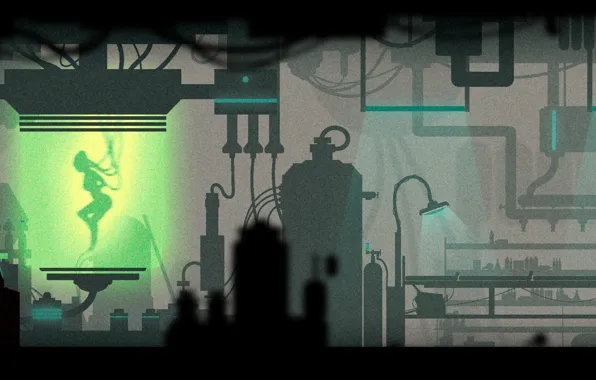 Green, dark, light, black, neon, lab, sci fi, laboratory