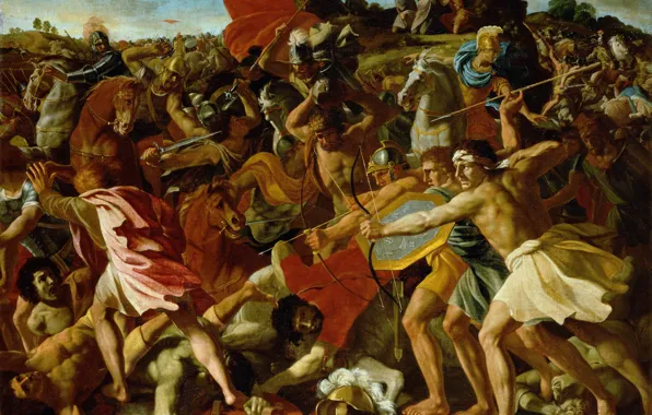 Картина, история, баталия, Никола Пуссен, мифология, Nicolas Poussin, Победа Иисуса Навина над Амаликитянами