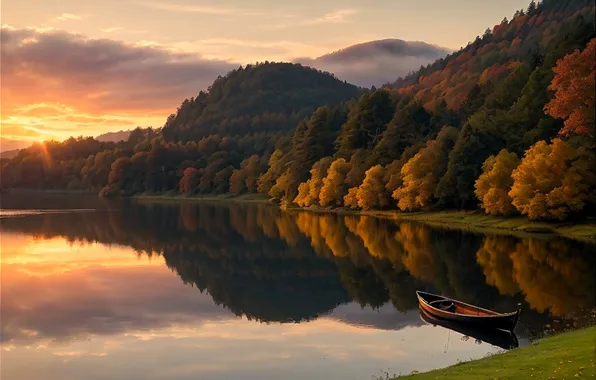 Картинка sky, lake, sundown, einkehr