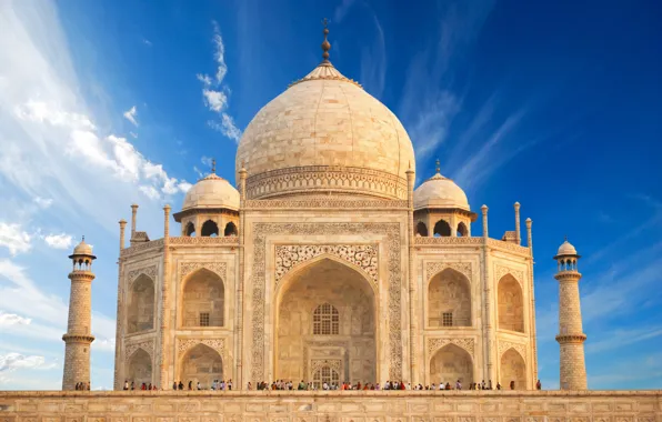Картинка замок, Индия, памятник, храм, Taj Mahal, Тадж Махал, Agra, India