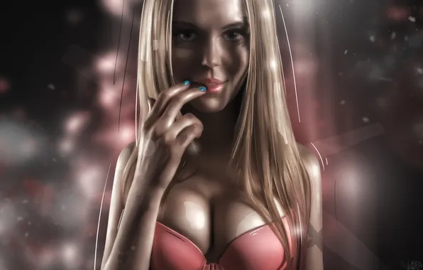 Beautiful, Art, Bra, Blonde, View, Lips, Hair, Pechen