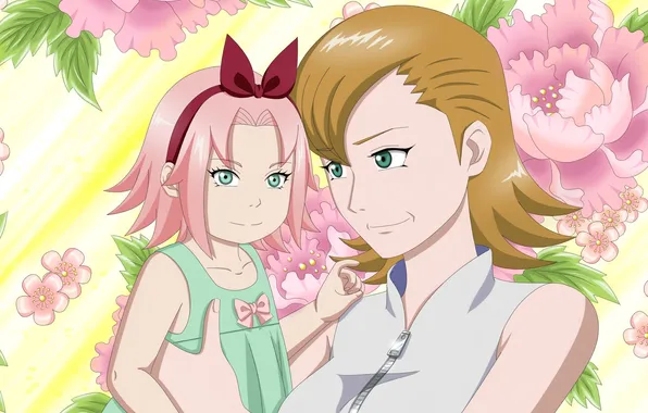 Картинка naruto, art, Haruno Sakura, daughter, mother, Haruno Mebuki