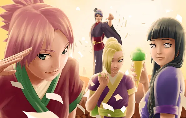 Картинка Naruto, anime, Sakura Haruno, Konan, Hinata Hyuga, Ino Yamanaka