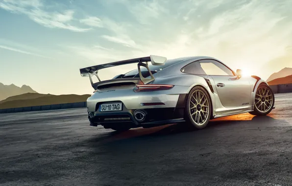 Закат, Авто, Porsche, Машина, Серый, Car, Render, GT2