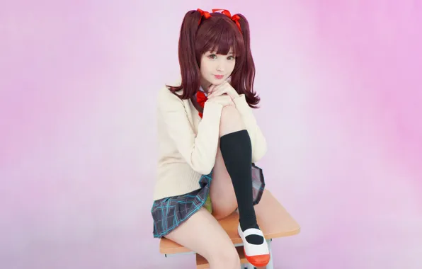 Girl, sexy, lingerie, pantsu, school uniform, panties, long hair, legs
