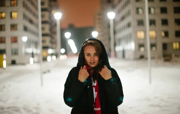 Зима, взгляд, девушка, Nastya