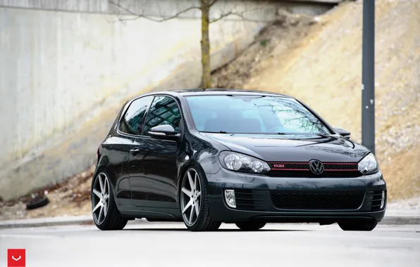 Картинка Volkswagen, Golf, GTI, Vossen, Silver, Wheels, CV7, Machined