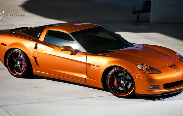 Картинка оранжевый, Z06, Corvette, Chevrolet, шевроле, корвет, orange, 360 three sixty forged