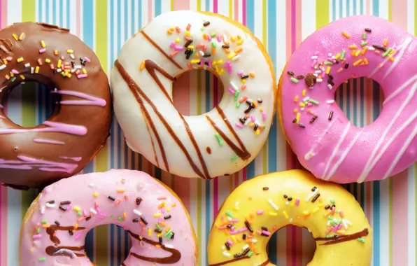 Картинка пончики, десерт, выпечка, сладкое, глазурь, donuts