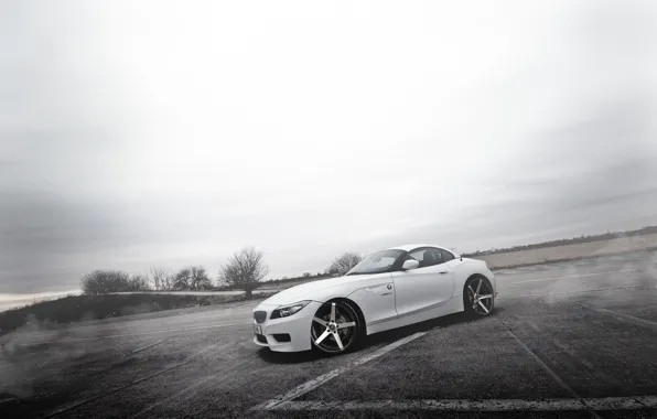 Картинка туман, тюнинг, бмв, BMW, белая, white, диски, E89