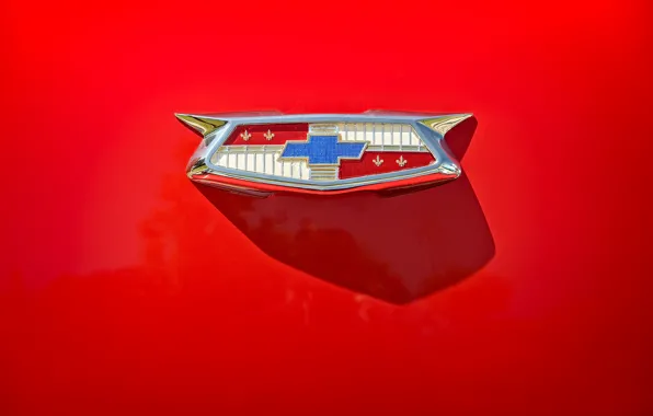 Картинка Chevrolet, эмблема, красный фон