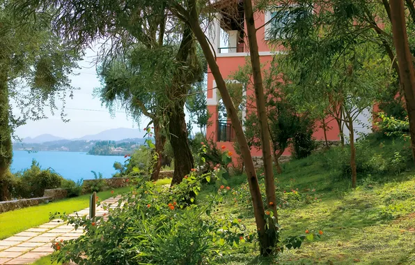 Природа, Море, Греция, Домик, House, Nature, Sea, Greece