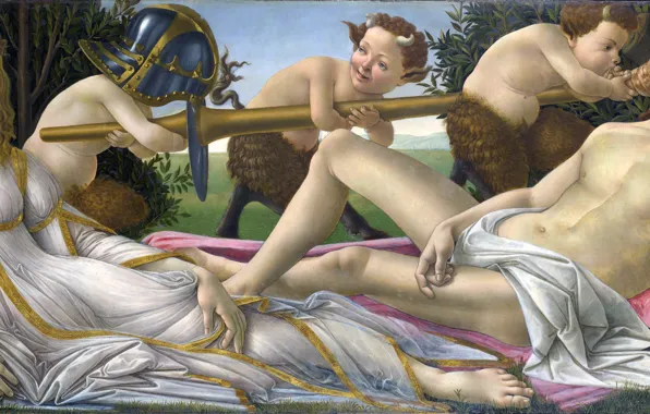 Картинка картина, мифология, Сандро Боттичелли, Венера и Марс