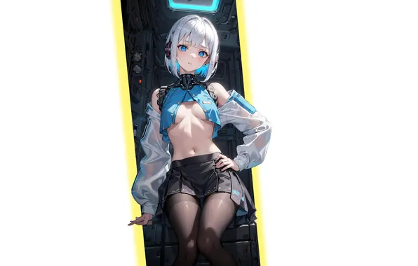 Future, space, hot, sexy, boobs, anime, blue eyes, short hair