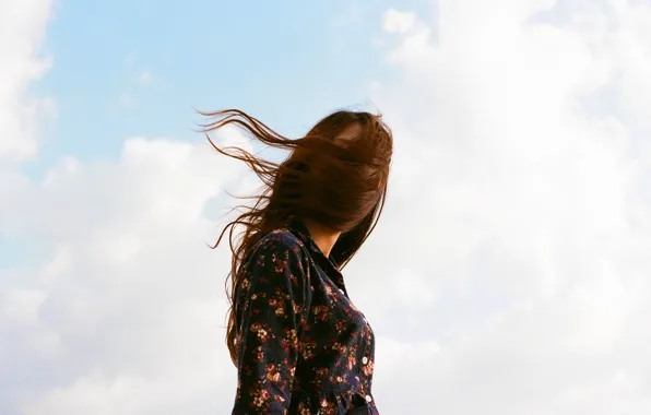 Girl, hair, wind