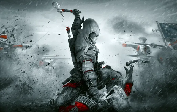 Оружие, дождь, воины, Assassin's Creed III